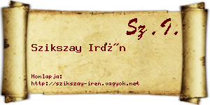 Szikszay Irén névjegykártya